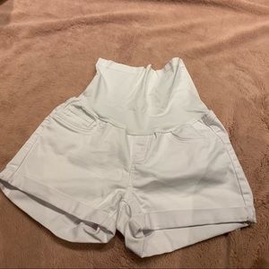 White maternity shorts